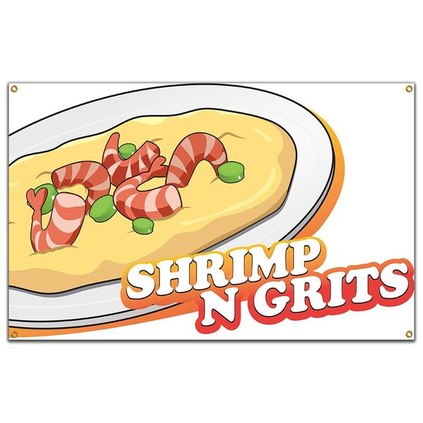 Shrimp N Grits Banner Concession Stand Food Truck Single Sided
